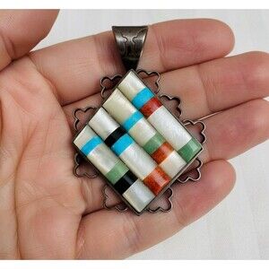 DTR Jay King Turquoise Mother Of Pearl Sterling Silver Pendant